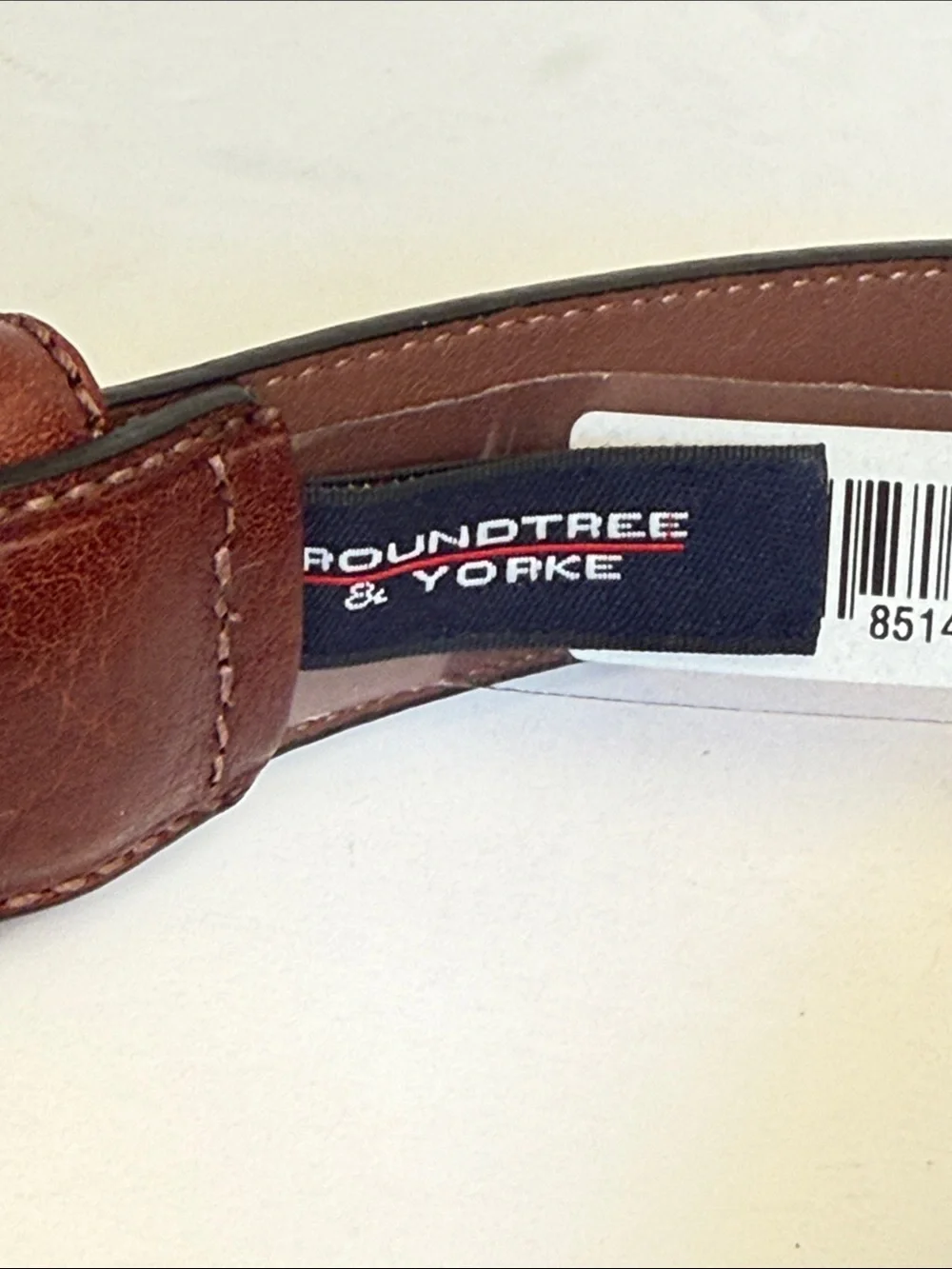 Roundtree & Yorke Mahogany Brown Leather Men's Belt with Gold Buckle size 52